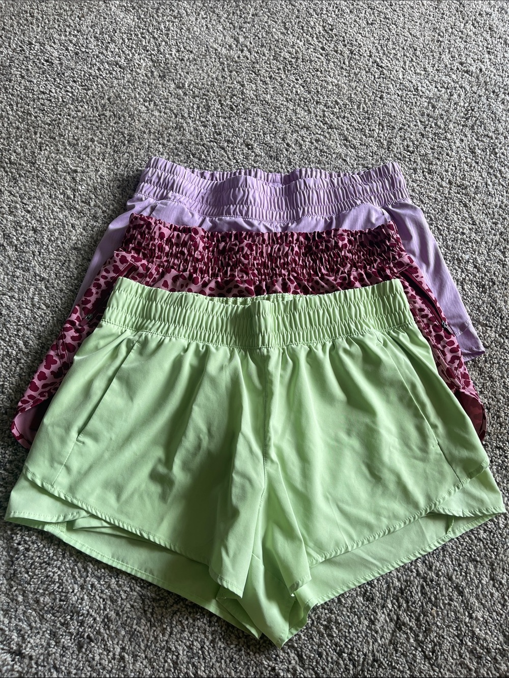 Women’s Athletic Shorts - Light Green, Pink, Lavender (3-Pack)